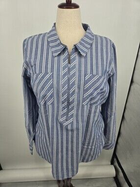 Tommy Hilfiger Blue Striped Pullover Half Zip Top XXL (8058)